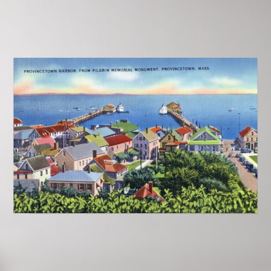Pilgrim Memorial Uitzicht van de haven Poster (Voorkant)