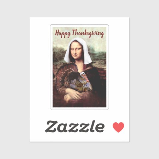 Pilgrim Mona Lisa Thanksgiving  Sticker (Vel)