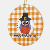 Pilgrim Owl on Oranje Pset - Happy Thanksgiving Keramisch Ornament (Links)