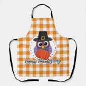 Pilgrim Owl on Oranje Pset - Happy Thanksgiving Schort (Voorkant)
