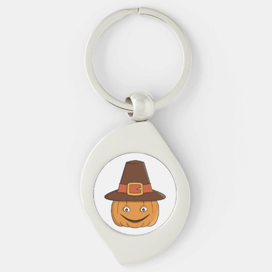 Pilgrim Pompoen Lach Thanksgiving Sleutelhanger (Voorkant)