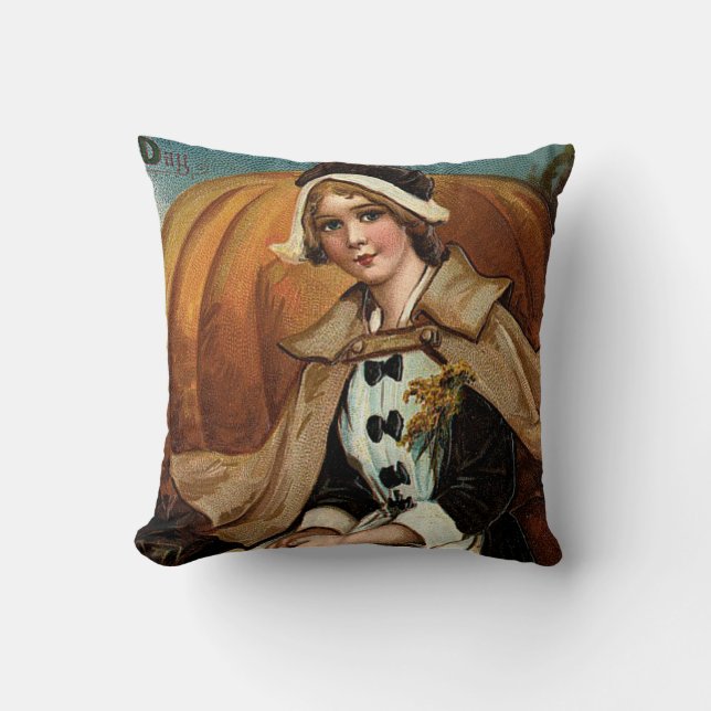 Pilgrim Pumpkin Fall Leaves Kussen (Voorkant)