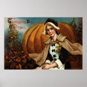 Pilgrim Pumpkin Fall Leaves Poster (Voorkant)