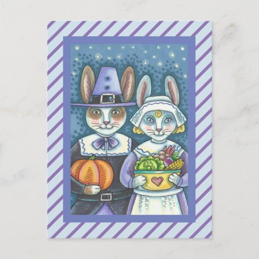 PILGRIM RABBITS, PRIM & PROPER THANKSGIVING HARES BRIEFKAART (Voorkant)