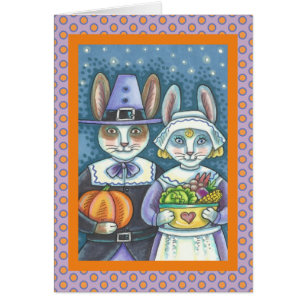 PILGRIM RABBITS THANKSGIVING WENSKAART blanco