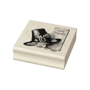 Pilgrim’s Grace – Vintage Hoed met “Geef Dank” Rubberstempel