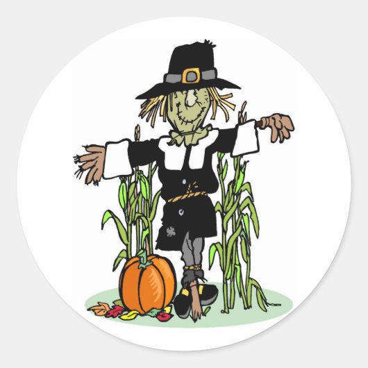 Pilgrim Scarecrow Ronde Sticker (Voorkant)