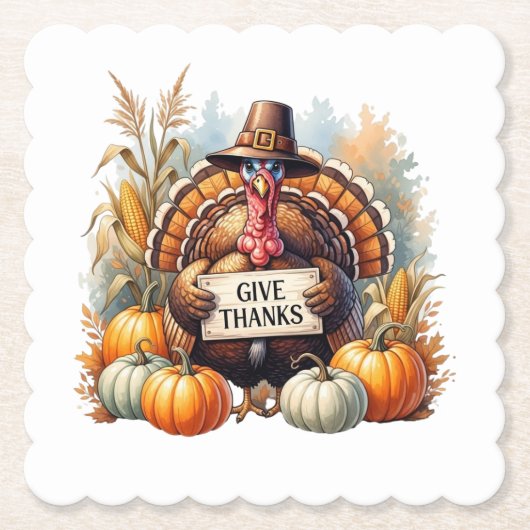 Pilgrim Spirit & Pumpkin Joy Kartonnen Onderzetters (Voorkant)