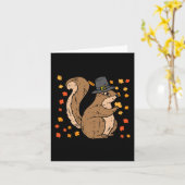 Pilgrim Squirrel Cute Thanksgiving Herfst herfst A Kaart (Gele Bloem)