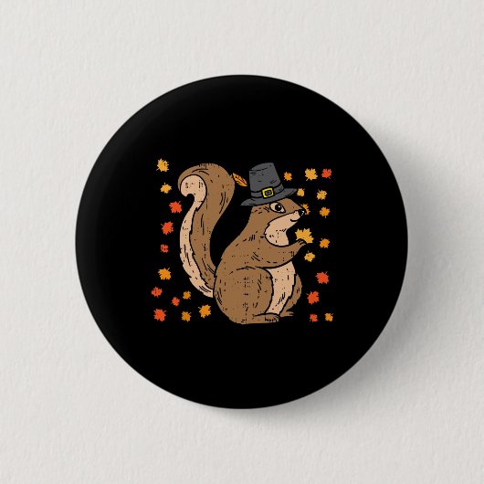 Pilgrim Squirrel Cute Thanksgiving Herfst herfst A Ronde Button 5,7 Cm (Voorkant)