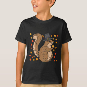 Pilgrim Squirrel Cute Thanksgiving Herfst herfst A T-shirt