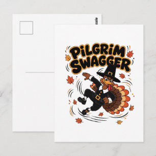 Pilgrim Swagger Kalkoen Thanksgiving Dab Dabbing Briefkaart