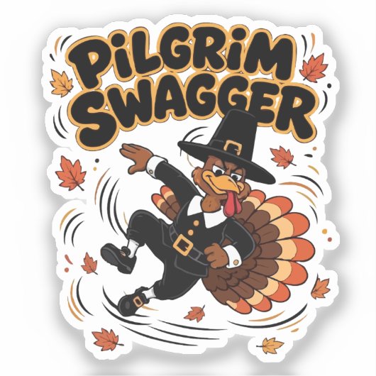 Pilgrim Swagger Kalkoen Thanksgiving Dab Dabbing  Sticker (Voorkant)