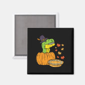 Pilgrim Trex Dinosaur Pumpkin Pie Thanksgiving Kin Magneet (Voorkant / Achterkant)