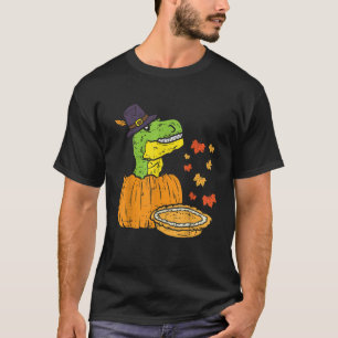 Pilgrim Trex Dinosaur Pumpkin Pie Thanksgiving Kin T-shirt