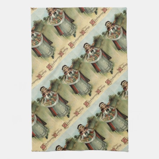 Pilgrim Woman  Thanksgiving Kitchen Towels Theedoek (Verticaal)
