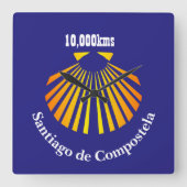Pilgrims Camino Scallop Shell Vierkante Klok (Voorkant)