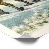 Pilgrims die naar de kerk gaan in de sneeuwscène poster (Hoek)