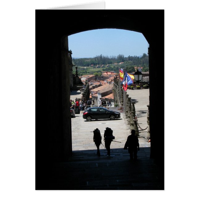 Pilgrims die Santiago-kaart invoeren (Voorkant)