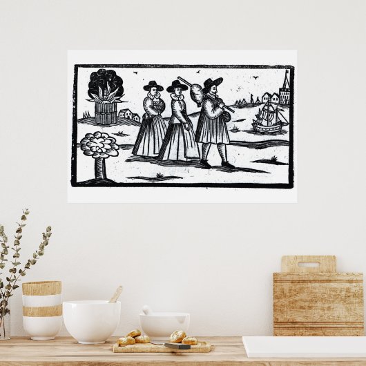 Pilgrims hebben de MayaBloem gevlogen Poster (Keuken)