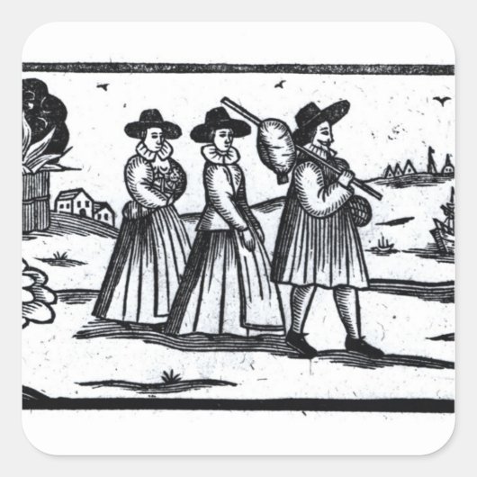 Pilgrims hebben de MayaBloem gevlogen Vierkante Sticker (Voorkant)