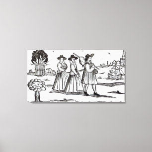 Pilgrims vertrekken naar de Nieuwe Wereld Canvas Afdruk