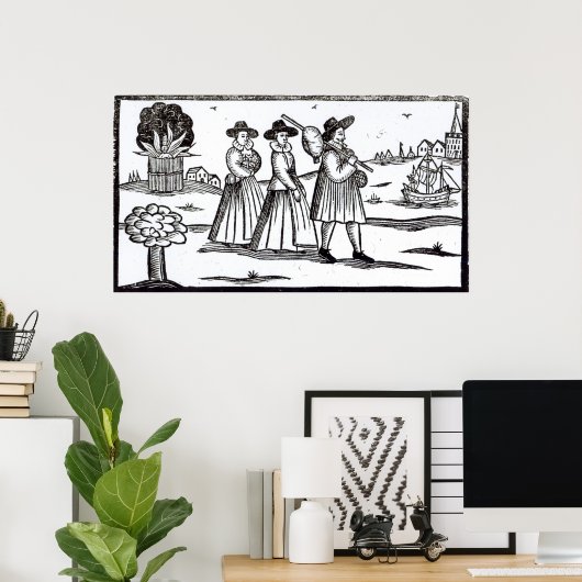 Pilgrims vertrekken naar de Nieuwe Wereld Poster (Thuiskantoor)