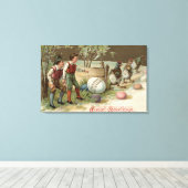 Pilgrims wijzen paaseieren uit canvas afdruk (Insitu (Houten vloer))