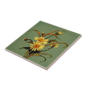 Pilkington C1900 Green Daisies Slip Painted Repro Tegeltje (Zijkant)