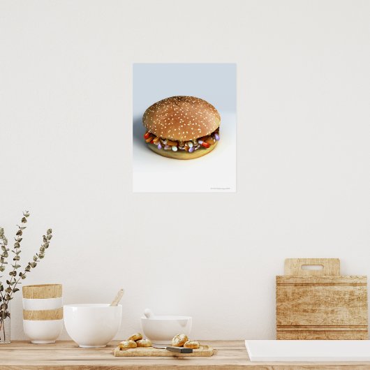 Pill Burger Poster (Keuken)