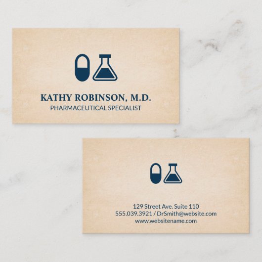 Pill en Bekerglas | Farmaceutisch Afsprakenkaartje (Voorkant / Achterkant)