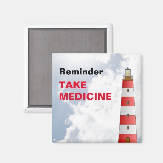 Pill Medicine Reminder Beach Lighthouse Kitchen Magneet (Voorkant / Achterkant)