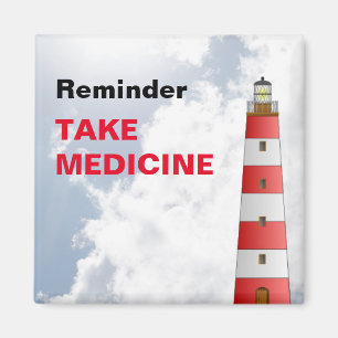 Pill Medicine Reminder Beach Lighthouse Kitchen Magneet