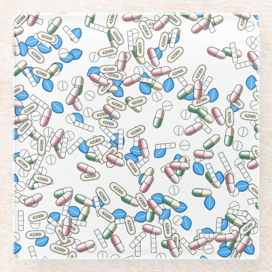 Pill Sprinkles Pattern Glazen Onderzetter (Voorkant)