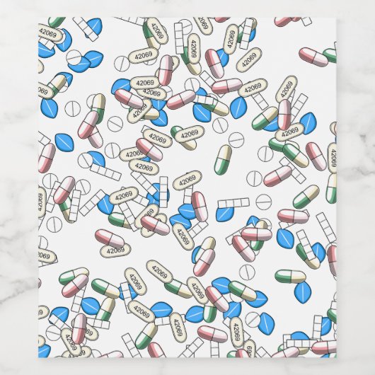 Pill Sprinkles Pattern Wijn Etiket (Enkel label)