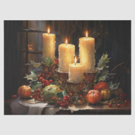 Pillar Candle Christmas Centerpiece Decoupage Craf Tissuepapier