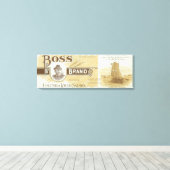 Pillar Rock, Washington, Boss Salmon Label Canvas Afdruk (Insitu (Houten vloer))