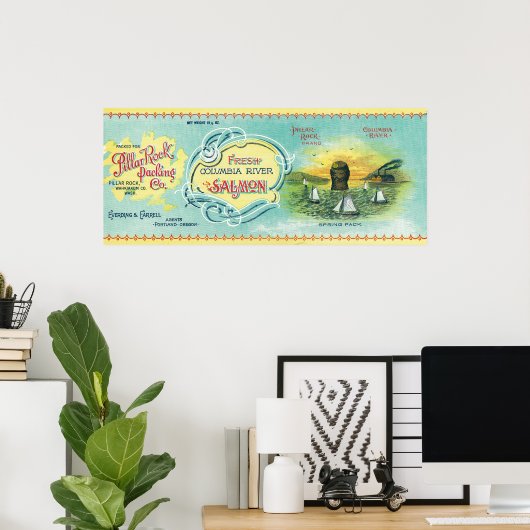 Pillar Rock, Washington Pillar Rock Salmon Poster (Thuiskantoor)