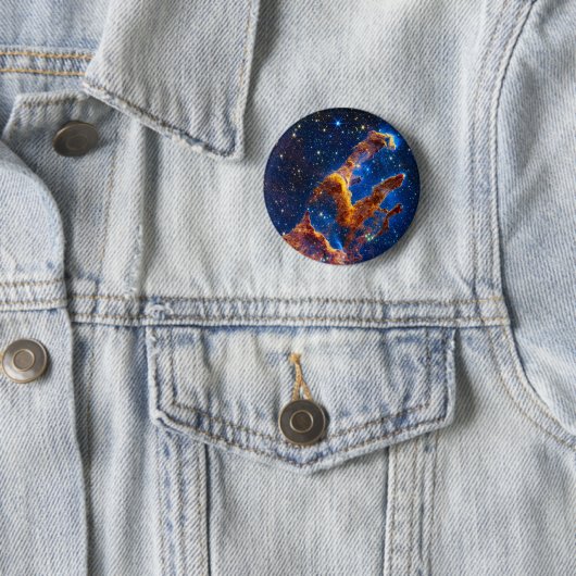 Pillars of Creation - James Webb NIRCam Astronomie Ronde Button 5,7 Cm (In situ)