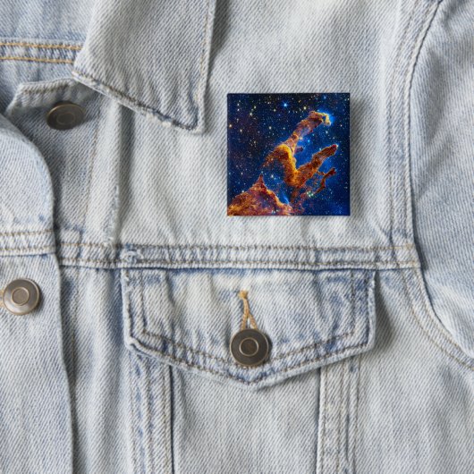 Pillars of Creation - James Webb NIRCam Astronomie Vierkante Button 5,1 Cm (In situ)