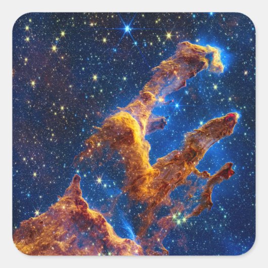 Pillars of Creation - James Webb NIRCam Astronomie Vierkante Sticker (Voorkant)