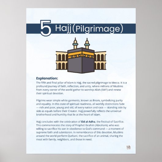 Pillars of Islam - Hajj (Pilgrimage) Blue Poster (Voorkant)