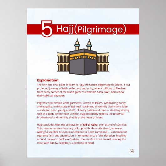 Pillars of Islam - Hajj (Pilgrimage) Red Poster (Voorkant)
