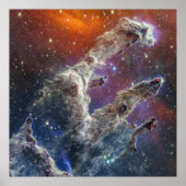 Pillars van Creation NIRCam & MIRI Composiet Afbee Poster (Voorkant)
