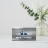 Pillen en Bekerglas | Farmaceutisch Logo | Metaal Visitekaartje (Staand voorkant)