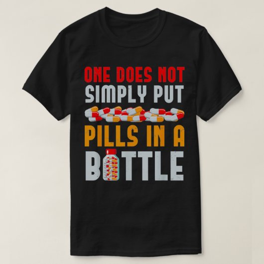 Pillen in een flesapotheker t-shirt (Design voorkant)