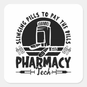 Pillen Pharmacist Pharmaceutical Technicia Gift Vierkante Sticker