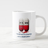 Pillenkarakters "Wellness is een reis" Koffie mok (Rechts)