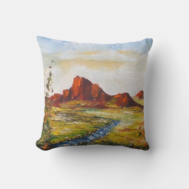 Pillow Ann Hayes schilderend Red Rock Canyan Kussen (Voorkant)
