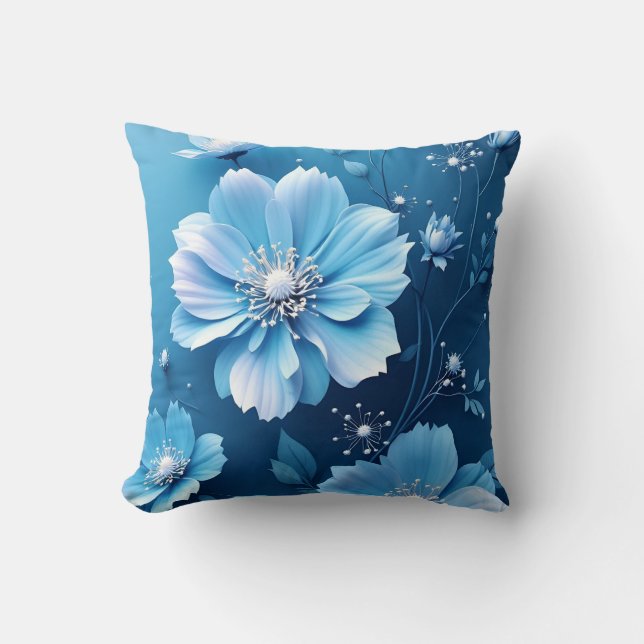 Pillow Blauwe bloemen  Kussen (Voorkant)